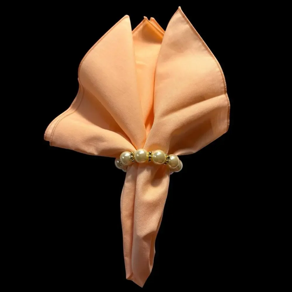Faux Pearl And Gold Tone Spacer Napkin Rings Set Of 10